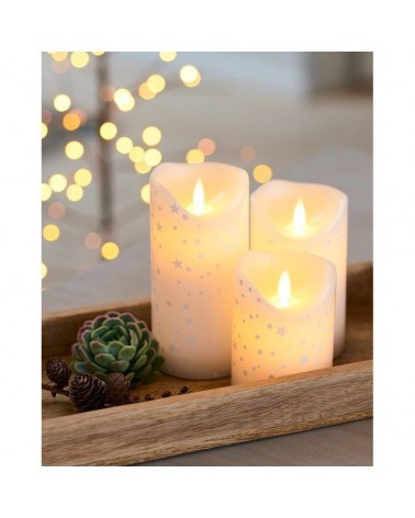 Lot de 3 bougies LED - Sirius - Romantic - Blanche