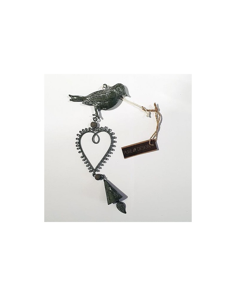 Suspension oiseau Cœur et Clochette  - Country Casa
