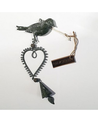 Suspension oiseau Cœur et Clochette  - Country Casa
