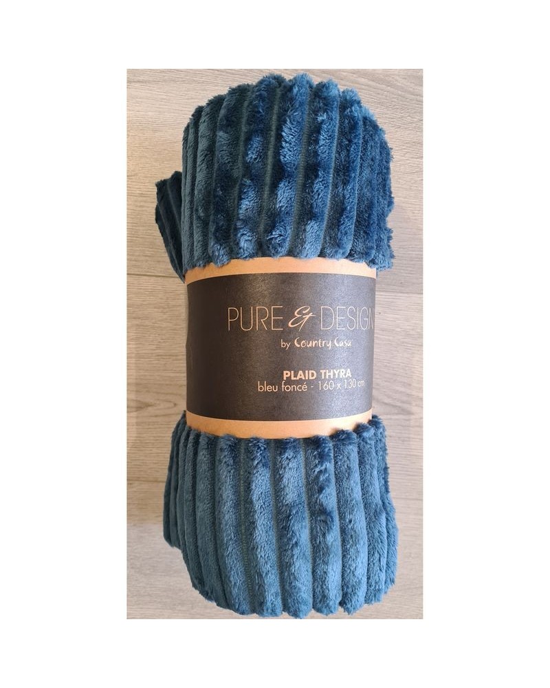 Plaid à côtes Thyra - Country Casa - Bleu foncé - 160X130cm -