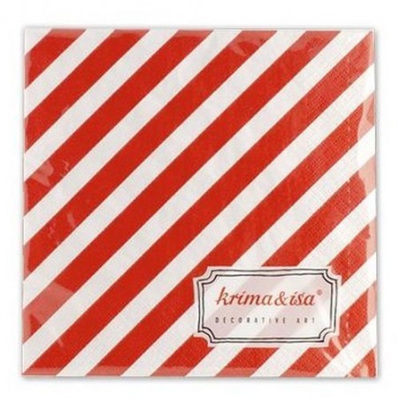 Lot de 20 serviettes en papier - Krima et Isa - rayure rouge