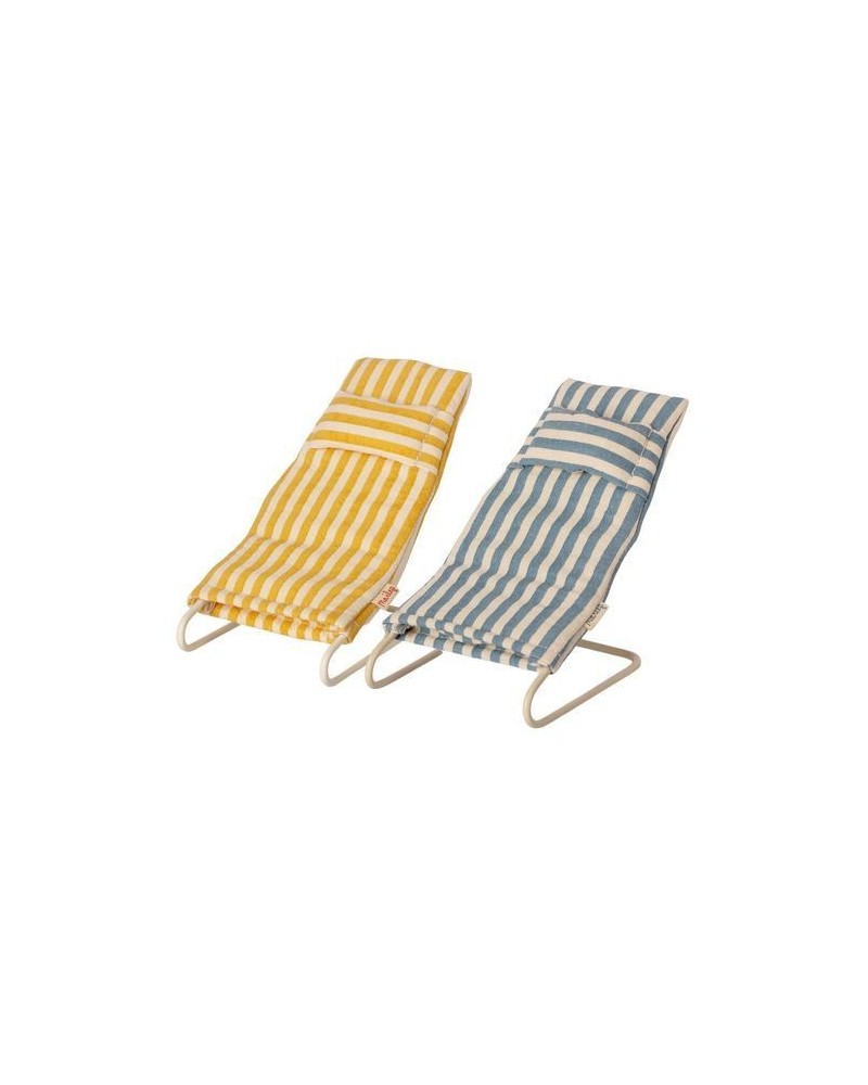 Chaises de plage - Maileg - Duo jaune et bleue