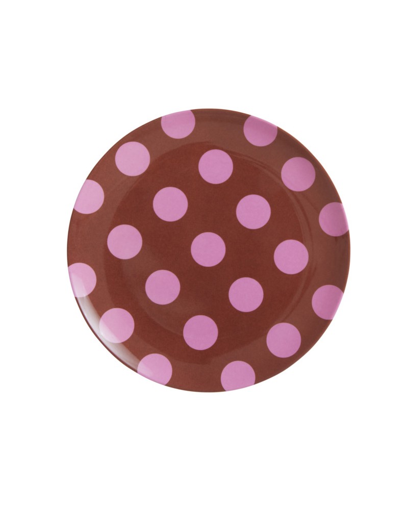 Assiette plate mélamine - Rice - Brown with soft pink
