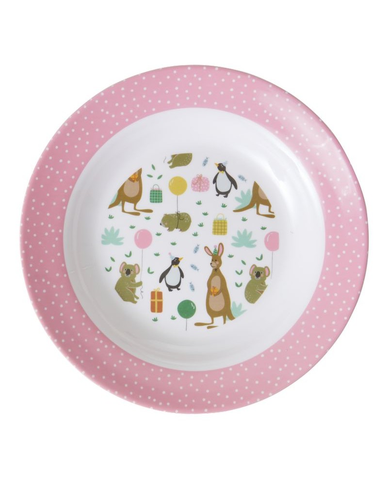 Assiette creuse en Mélamine - Rice - Party animal rose