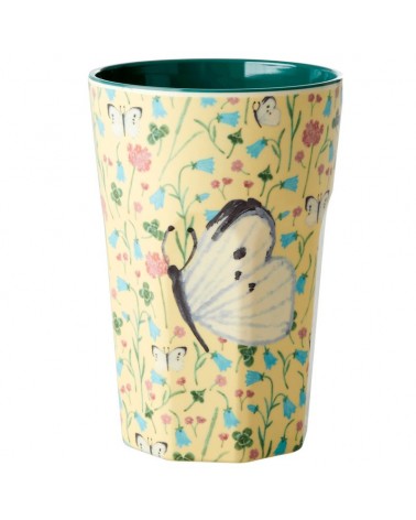 Long Mug Rice Mélamine - Sweet butterfly Creme