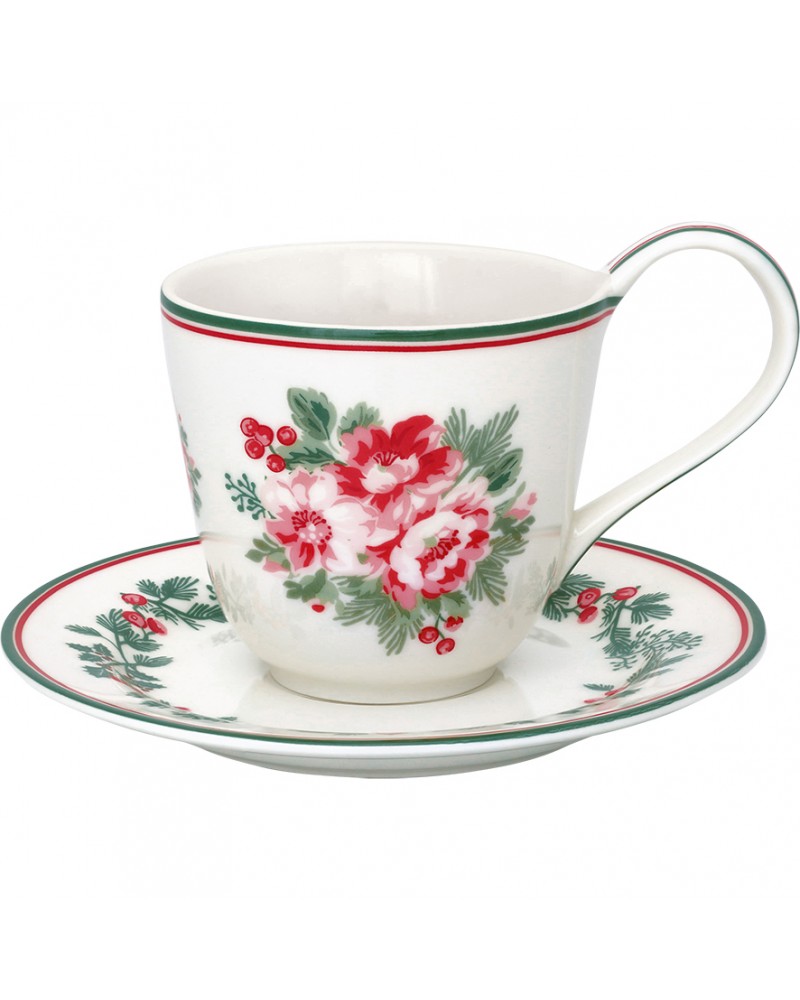 Tasse et soucoupe - Greengate - Charline white
