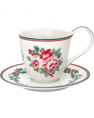 Tasse et soucoupe - Greengate - Charline white