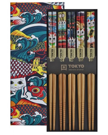 Coffret 5 baguettes - Tokyo Design - Lucky & Koinobori ref 17946