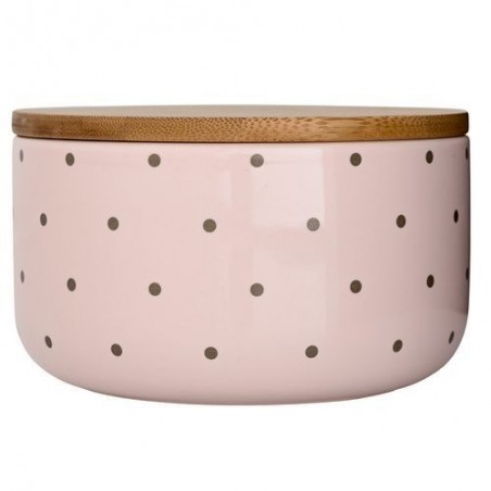 Pot pink nude couvercle bambou - Bloomingville