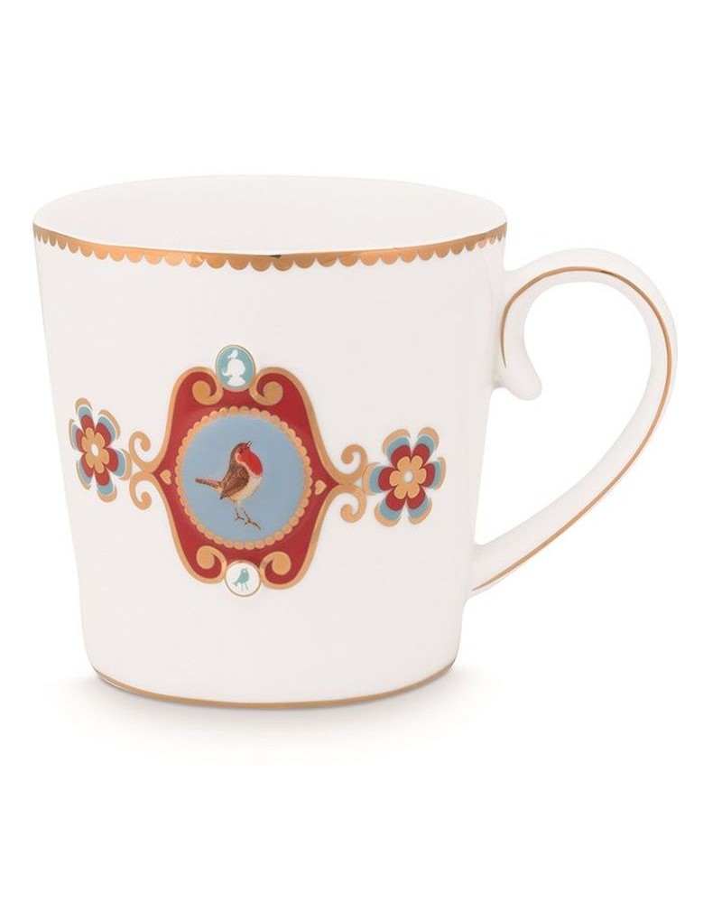 Grand mug - Love birds - blanc médaillon rouge - Pip Studio - 25 cl