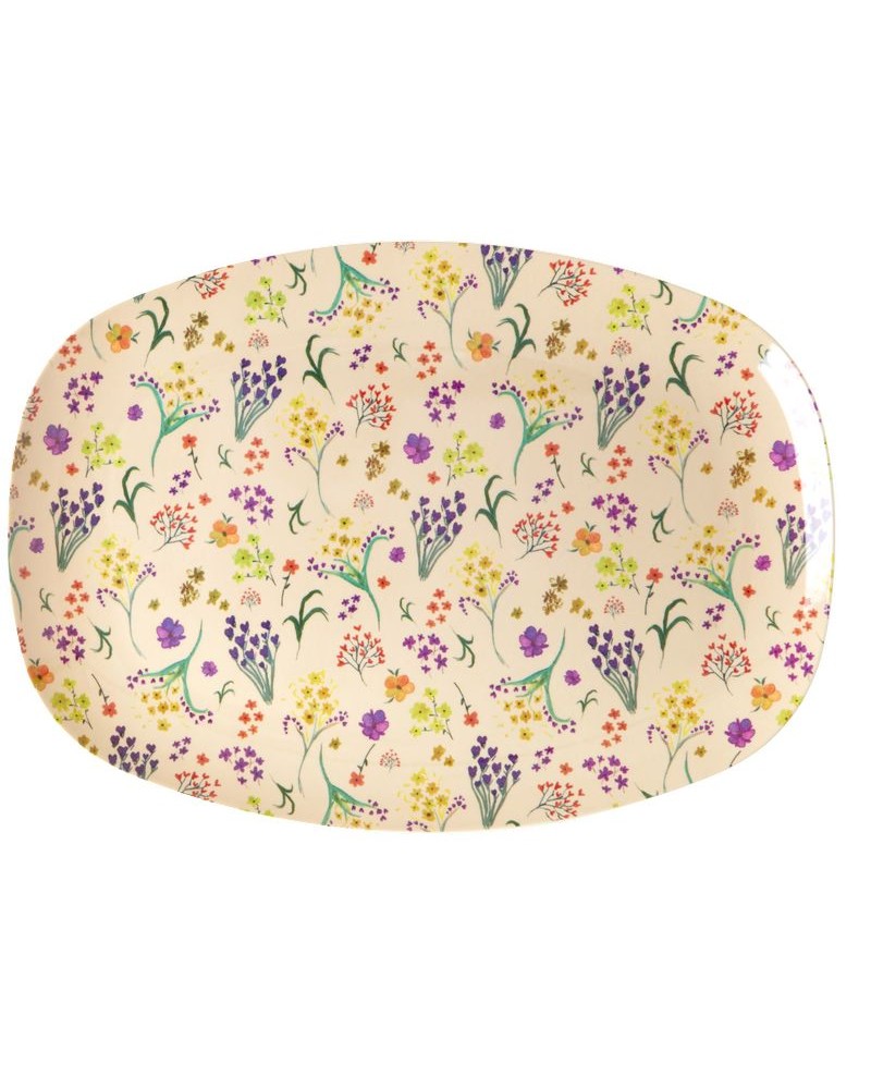 Assiette rectangulaire mélamine - Plateau Rice - Wild flower print