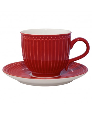Tasse et soucoupe - Greengate - Alice red