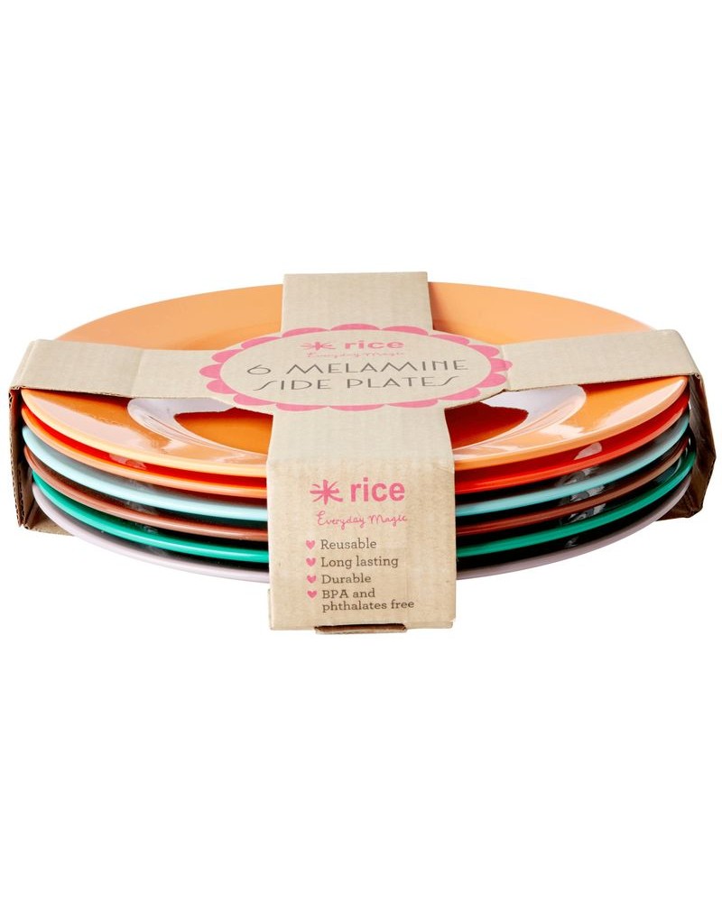 Lot de 6 assiettes à dessert - Mélamine - Rice - Disco ball colors