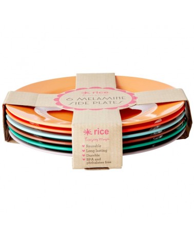 Lot de 6 assiettes à dessert - Mélamine - Rice - Disco ball colors