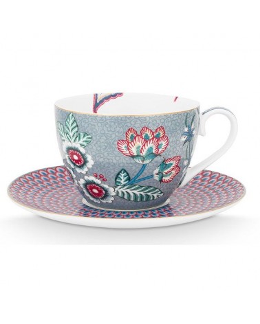 Tasse et sous tasse à thé - Flower Festival - Pip Studio - light blue - 28cl