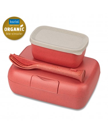 Lunch box avec couverts - Koziol - Candy ready - Nature coral