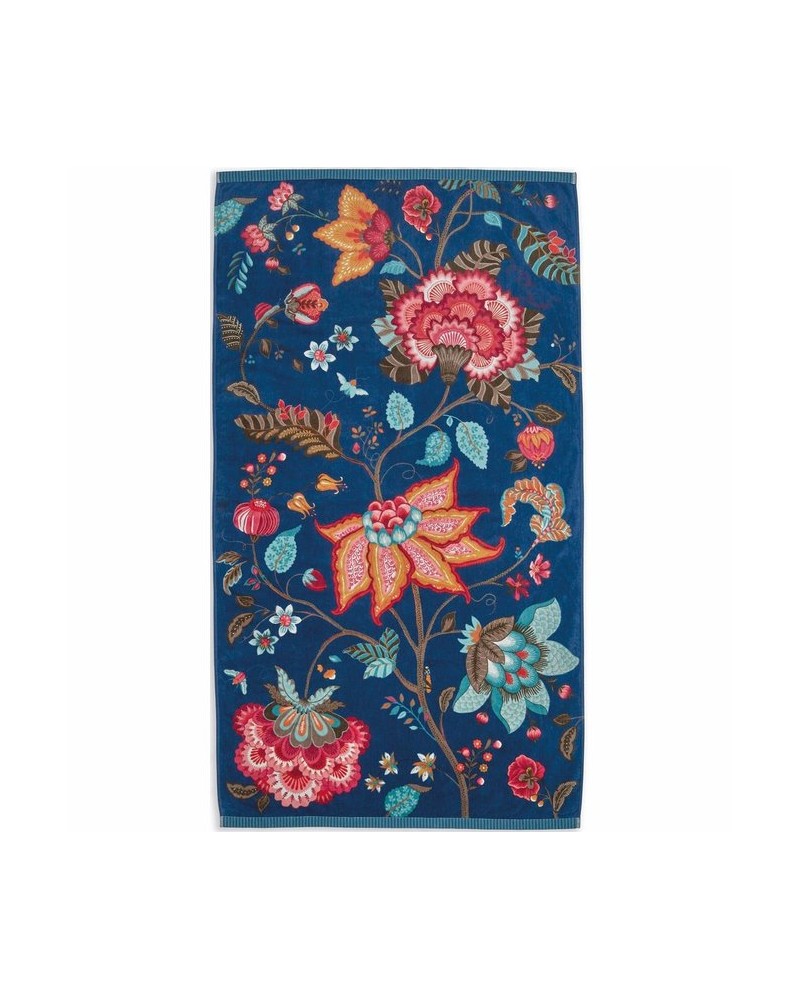 Serviette de plage - Pip Studio - Pip flowers bleu foncé - 100X180cm