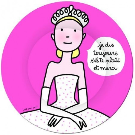 Assiette Princesse mariée Je dis toujours s'il te plait et merci  - Petit Jour Paris