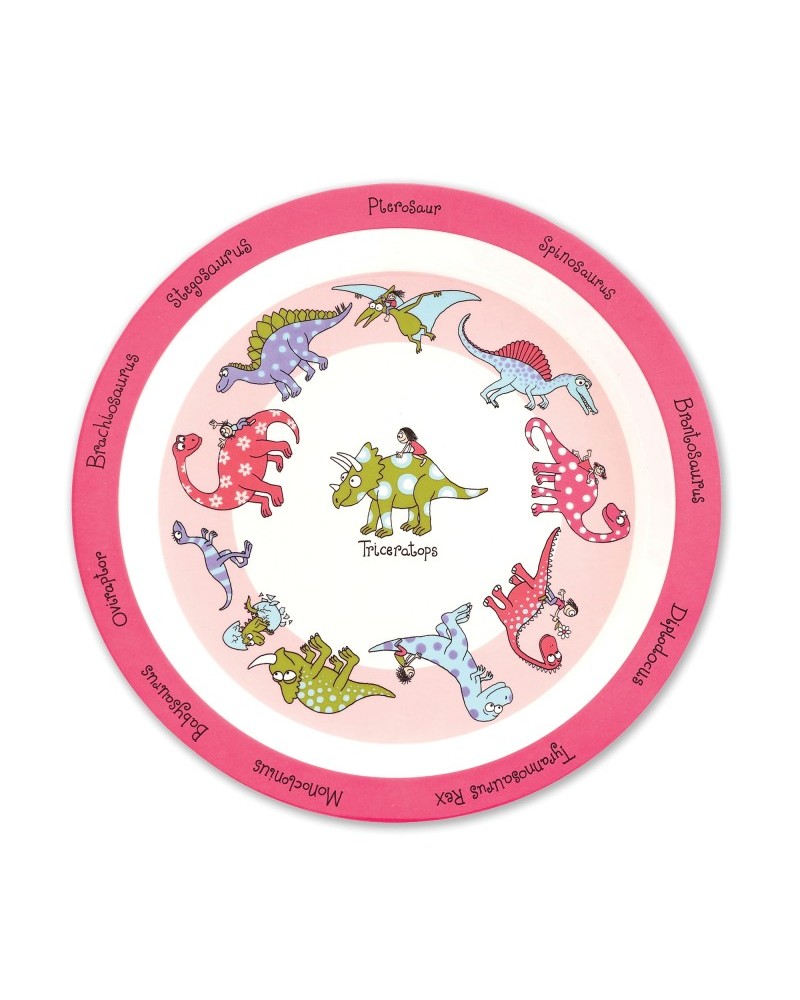 Assiette en mélamine - Pink dinosaures - Tyrrell Katz