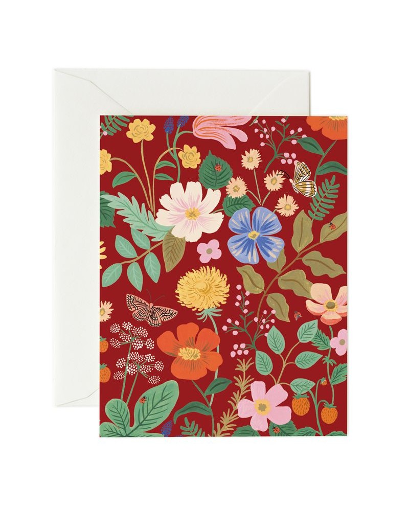 Carte double - Rifle Paper - Strawberry fields red