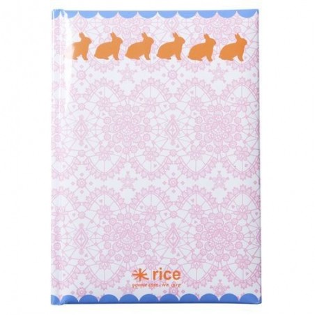 Carnet A5 couverture rigide - Rice - Dentelle et lapins