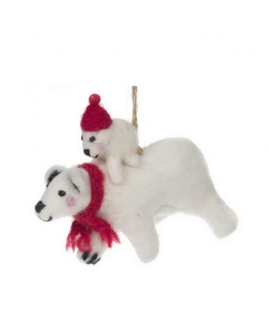 Suspension en feutrine - Sophie Allport - Ours polaire bonnet rouge