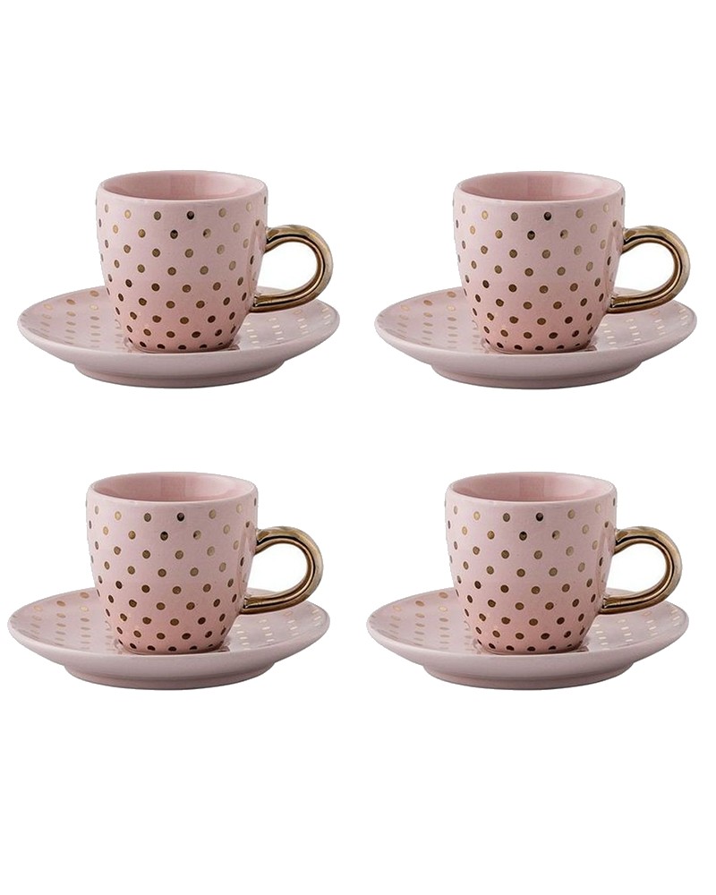 Lot de 6 Tasses et soucoupes expresso Henrietta - Bloomingville - Powder gold dots