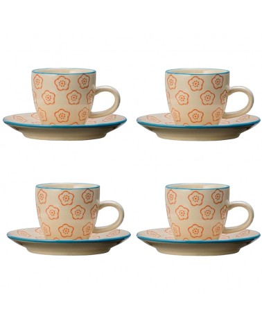 Lot de 4 Tasses expresso et soucoupes Emma - Bloomingville - Oranges