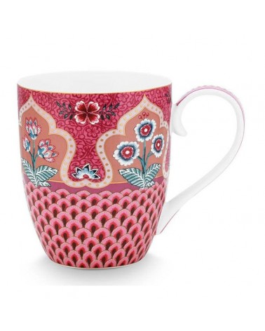 Grand mug XL - Flower festival - Pip Studio - Dark pink - 450 ml