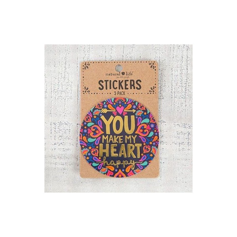 Lot de 3 stickers - Natural Life - You make my heart happy