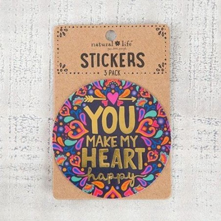 Lot de 3 stickers - Natural Life - You make my heart happy