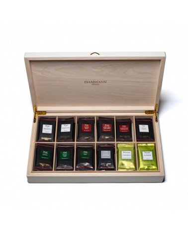 Coffret Palace en bois laqué - 72 sachets de Thés Dammann - sachets suremballés