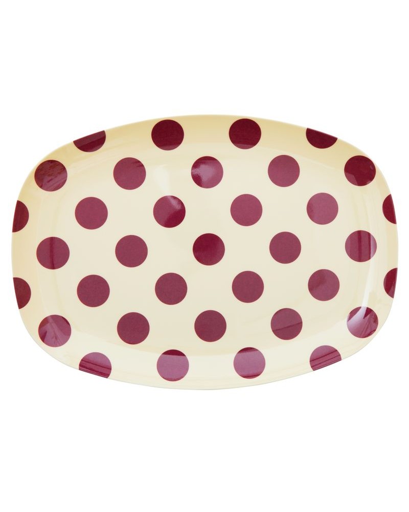 Assiette rectangulaire mélamine - Plateau Rice  - Purple dots