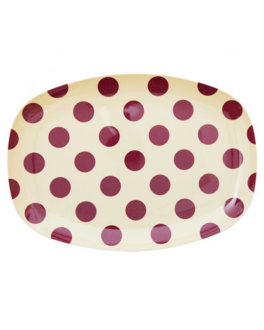 Assiette rectangulaire mélamine - Plateau Rice  - Purple dots