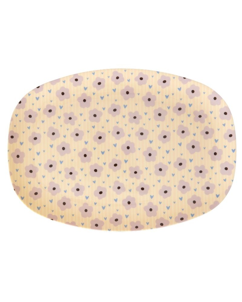 Assiette rectangulaire mélamine - Plateau Rice - Flower print  MELPL-FLOW