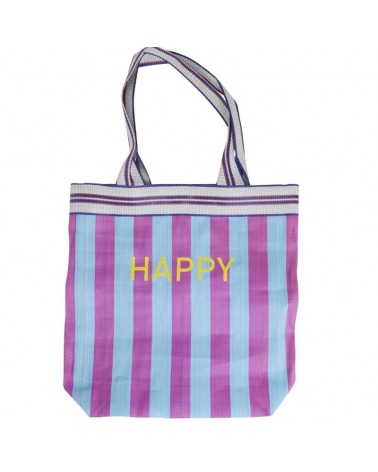 Sac cabas - Shopping bag - Rice - plastique recyclé - Rayé Happy BGPLA-HAPPY