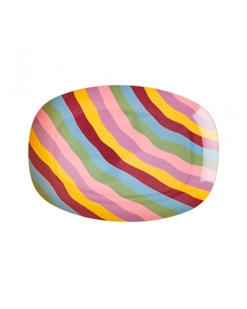 Petite assiette rectangulaire Mélamine - Funky stripes