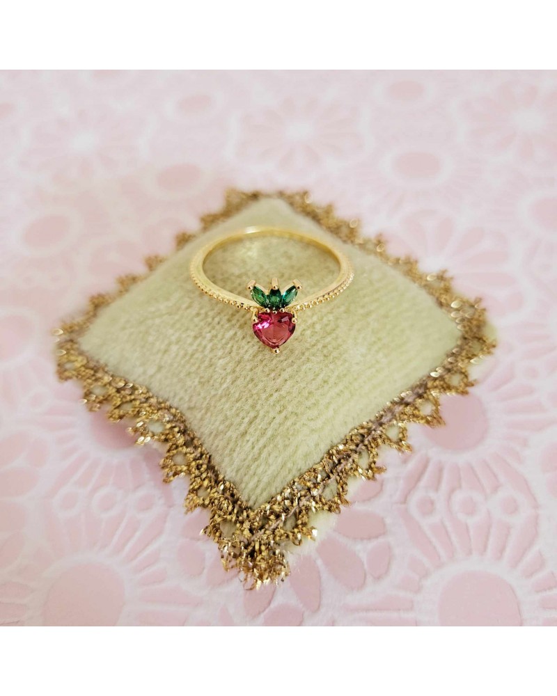Bague - Noï - Fraises et pétales émeraudes
