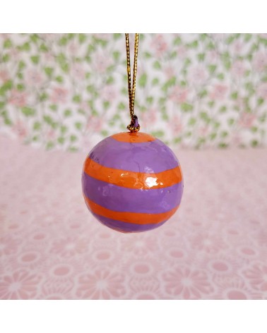 Boule décorative - Noï - Rayures violettes et oranges MTR22446