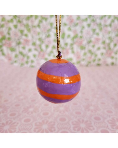 Boule décorative - Noï - Rayures violettes et oranges MTR22446