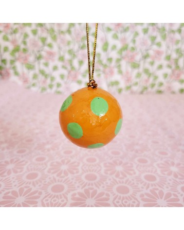 Boule décorative - Noï - Orange pois verts MTR22446