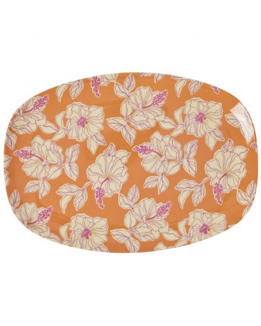 Assiette rectangulaire mélamine - Plateau Rice - Faded hibiscus - MELPL-FAHI