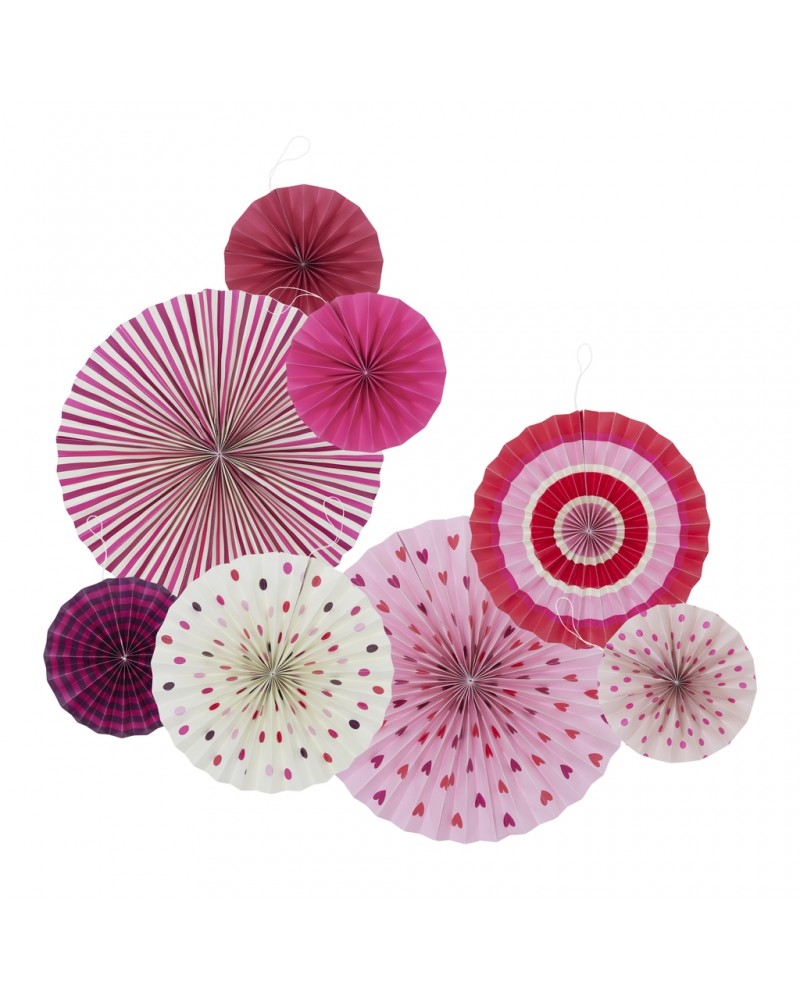 Lot de 8 éventails en papier - Rice - Pink colors - PAFAN-FUN