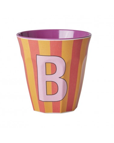 Gobelet Mélamine - Rice - Pink alphabet - Striped - B