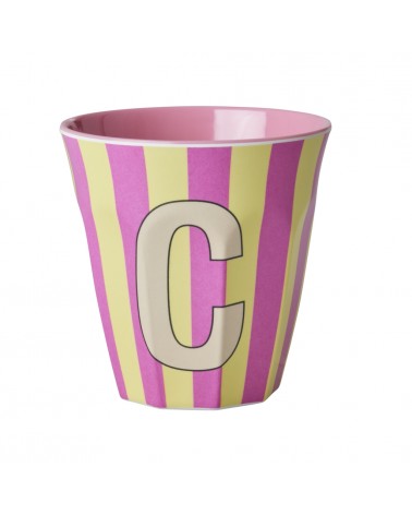 Gobelet Mélamine - Rice - Pink alphabet - Striped - C - MELCU-ALPSTRCI