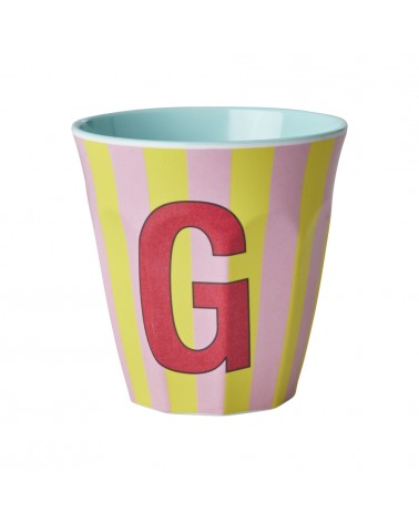 Gobelet Mélamine - Rice - Pink alphabet - Striped - G - MELCU-ALPSTRGI