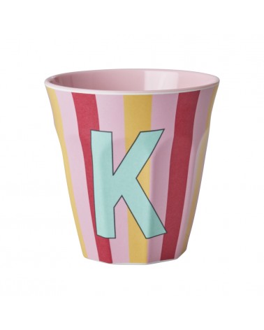 Gobelet Mélamine - Rice - Pink alphabet - Striped - K - MELCU-ALPSTRKI