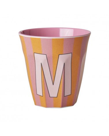 Gobelet Mélamine - Rice - Pink alphabet - Striped - M