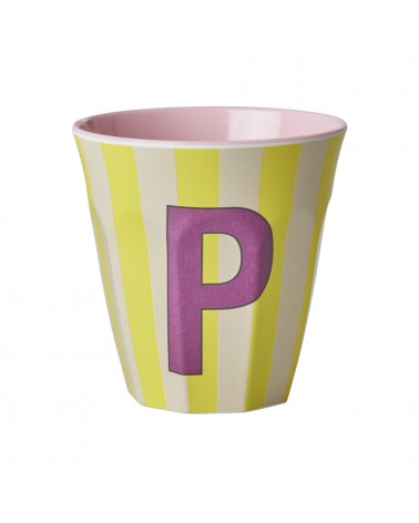 Gobelet Mélamine - Rice - Pink alphabet - Striped - P - MELCU-ALPSTRPI