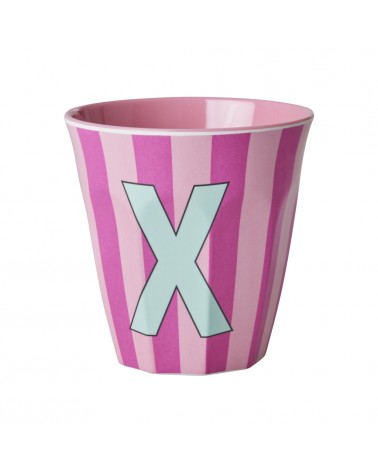 Gobelet Mélamine - Rice - Pink alphabet - Striped - X - MELCU-ALPSTRXI